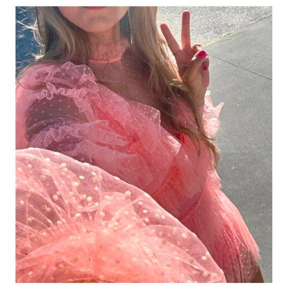 Alice McCall Tokyo Mini Dress Size AU6 / US2 – Pink Sheer Ruffle Polka Dot Tulle - Picture 3 of 7